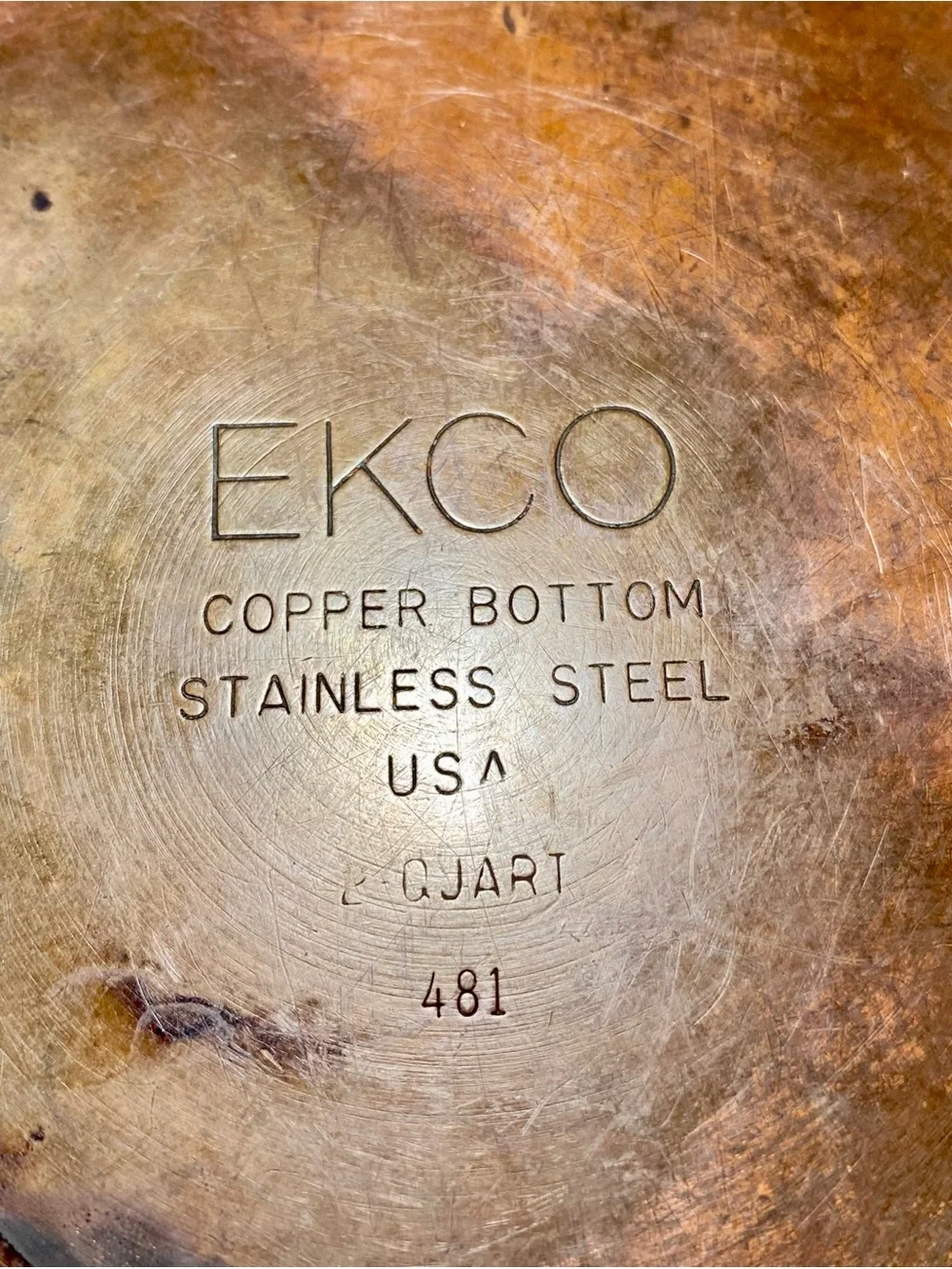 Vintage EKCO Saucepan w/ Lid Copper Botton Stainless Steel 2 Quart Made In USA